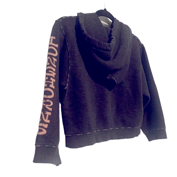 NWOT | Chip & Pepper Cropped Distressed Gray/Blue Zip Front Hoodie, M - Picture 5 of 8